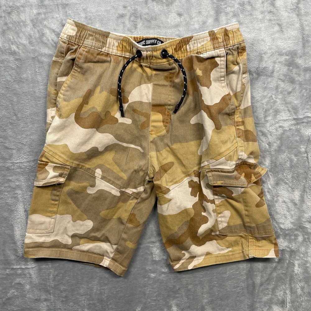 Public Supply Co Boys Cargo Shorts  L 14/16 Tan Brown Desert Camo